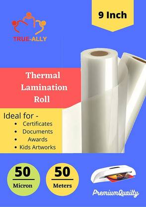 True-Ally Thermal Lamination roll, 50 Micron, A4 Size Clear Glossy Transparent Waterproof Pouch Sheet. A4 Laminating Sheet