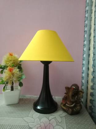 DIKANSHA Conical yellow Shade and Beautiful Table Lamp for Bedroom Drawing Table Lamps Lamp Shade