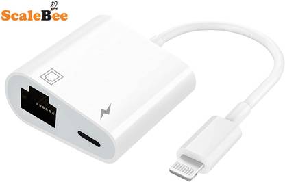 SCALEBEE Lightning to Ethernet Adapter 2 in 1 RJ45 LAN Network Adapter with Charge Port Lan Adapter