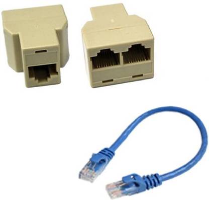 Red Champion LAN Internet Splitter for (Pack of 2) ( White ) with Lan Cable 9Inch Wireless Ethernet Lan Adapter compatible with Windows