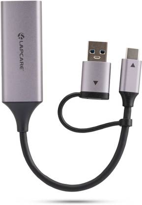 LAPCARE 2 in 1 Type C and USB 3.0 Gigabit Ethernet Adapter(LC-123) Wired USB Lan Adapter compatible with Windows, Linux, Ubuntu