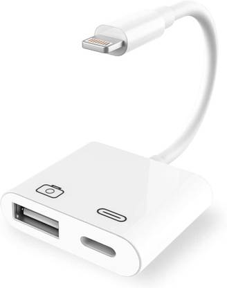 WiredCom Lightning to USB Camera Adapter for Phone, 2 in 1 USB OTG Reader Adapter Wired USB Lan Adapter compatible with Windows, Linux, Mac, Ubuntu