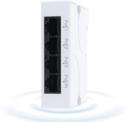 WiredCom PoE Extender 4 Port, IEEE 802.3 af/at PoE Repeater Lan Adapter