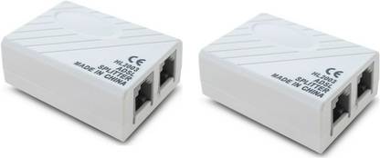 HWSP 1 to 2 RJ11 6P2C Female Socket Phone Modem FILTER DSL/ADSL Splitter (2pcs) Wired Ethernet Lan Adapter compatible with Windows