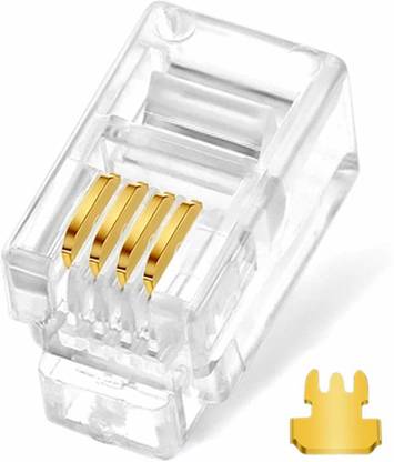 FENTICO 4P4C RJ9/RJ10/RJ22 4P4C Crimp Connector for Phone Handset Cord pack of 10pcs Lan Adapter