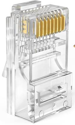Sadow RJ 45 8 PIN CAT5, CAT5E, CAT 6 NETWORKING PLUG CRYSTAL CLEAR GOLD PLATED Lan Adapter