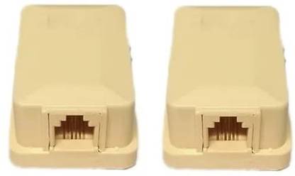 Tri 2 Pcs Single Port RJ11 Telephone Rosette Junction Surface Box (Yellow Color)/ Lan Adapter
