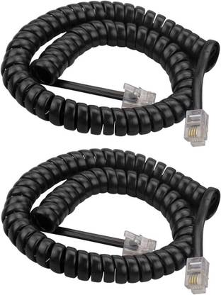TAAPSEE 2 Pack 2 Meter Telephone Handset Phone Extension Cord Curly Coil Line Wire Cable Corded & Cordless Landline Phone