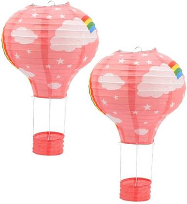 PopTheParty Pink Parachute Paper Lantern Paper Lamps Party Paper Lanterns Ball Lamps Decor Pink Paper Hanging Lantern