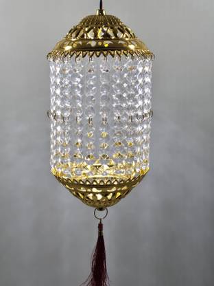 DhirElectronics Crystal Design Handmade Diwali Lantern 509150 with Light – Reusable & Washable Multicolor Crystal Hanging Lantern
