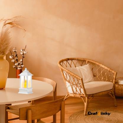craftinky Candle Blub Lantern For Festive Season, Home Decor, Balcony White Plastic Hanging Lantern