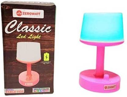Zerowatt Tabel Top Night Lamp with 7 Shades of Colour Pink Plastic Table Lantern