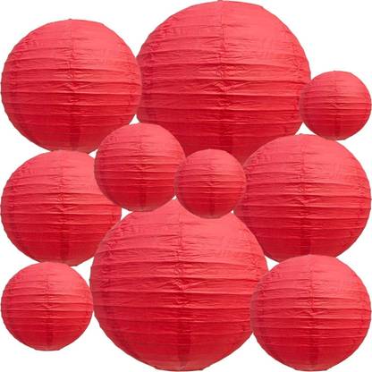 PopTheParty paper hanging lamp Paper Hanging Lantern Red Paper Ball Lamp &Lantern Decoration Red Paper Hanging Lantern