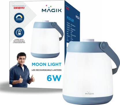 Magik Moonlight LED Rechargeable Lantern | 360 Degree Light Distribution White Plastic Table Lantern