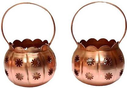 BGC Hanging Tealight Lantern Candle Holder for Home (4 x 3.5) by Bright Gift Crafts Gold Iron Hanging Lantern