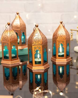 mzh Gold Iron Hanging Lantern