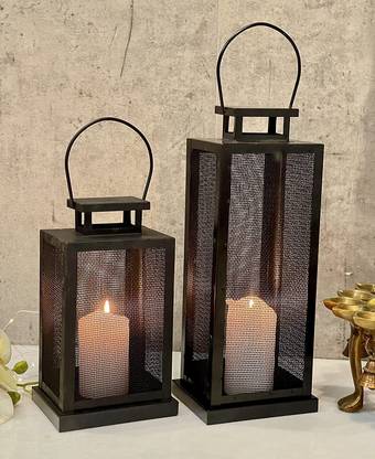Lase Black Cast Iron Table Lantern