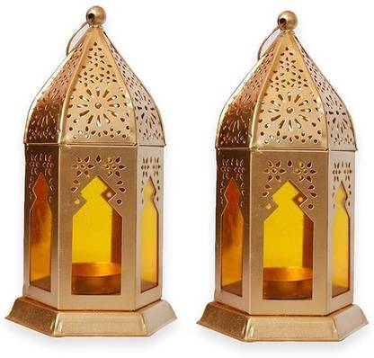 ZR HANDICRAFT Gold Iron Hanging Lantern