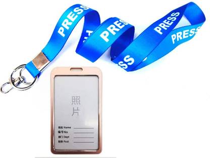 AmanGola Press Printed Ribbon, ID Card Holder/Badge with Scratch Gaurd Lanyard