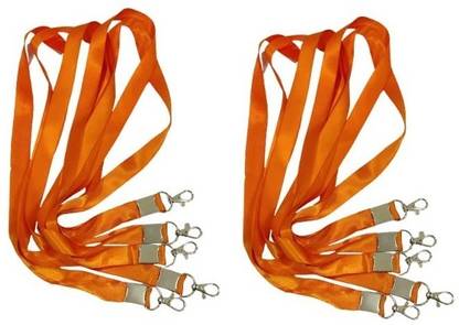 risheeraj Satin ID Card Badge Holder Lanyard For ID Card (Orange, Pack of 10) Lanyard