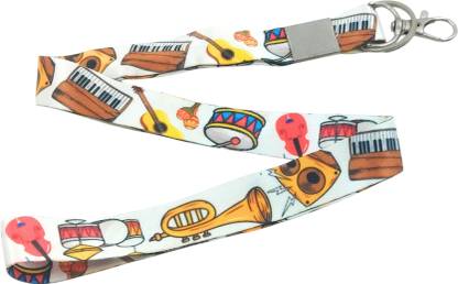 Key Era Musical Instrument Music Theme Id Tag Holder Fabric Keychain Lanyard