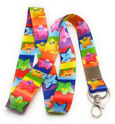 Key Era Star Smiley Face Emoji Id Card Holder Keychain Lanyard