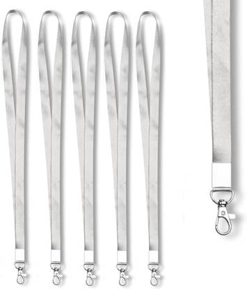 JSMSH 1 inch Thick Lanyards with Badge Clip (White, Pack of 5 Lanyard