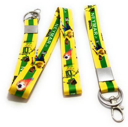 Key Era Football Player Neymar JR Brazil Fabric Set Of 2 Keychain And Lanyard