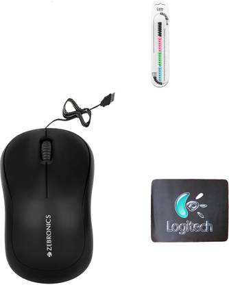 ZEBRONICS Comfort Mouse, MousePad, , Cable Protector (Set of 3). Combo Set