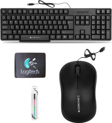 Mophonics K20 Keyboard, Comfort Mouse, MousePad, Cable Protector .(Set of 4). Combo Set
