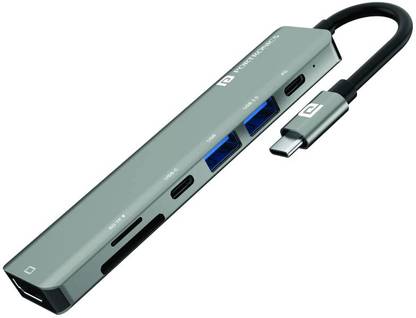 Portronics Mport 52 7-in-1 Type C Hub FOR Laptop & Type C Enabled Devices(Grey) Combo Set