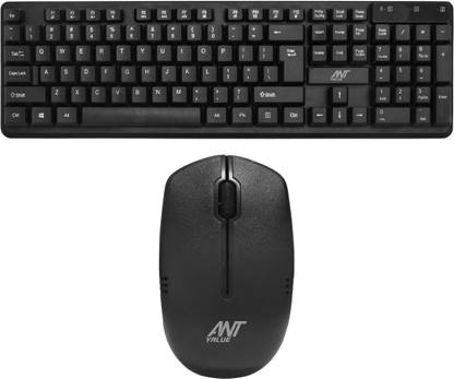 Ant Value FKBRI03 / Auto-Stand-By, Silent Keys, 8 hot keys�Keyboard�& Mouse Combo Wireless Standard Desktop Keyboard Compatible with Desktop, Laptop, Mac FKBRI03 Laptop Keyboard Combo Wireless