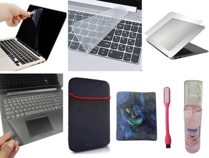 ANJO (8 in 1) 14 inch Screen Guard-Keyguard-Lamination-Cleaner-LED-Sleeve-Mouse Pad Combo Set