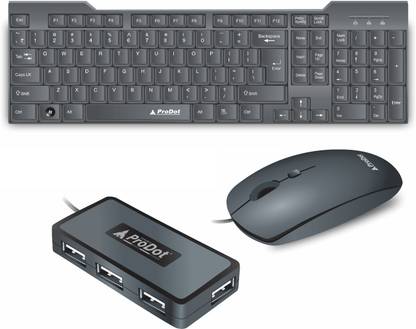 PRODOT Set of 3 High-Performance Keyboard And Mouse Combo With USB Hub Combo Set