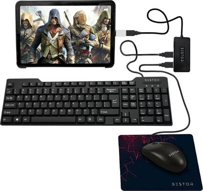 Bestor Set of 5 Combo,USB Wired Keyboard,Wire Mouse,Mouse Pad,typeC converter,4port HUB Combo Set