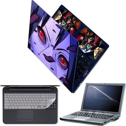 Techfit Full Body Laptop Skin with Screen Guard and Key Guard - Anime Red Eyes Face Combo Set