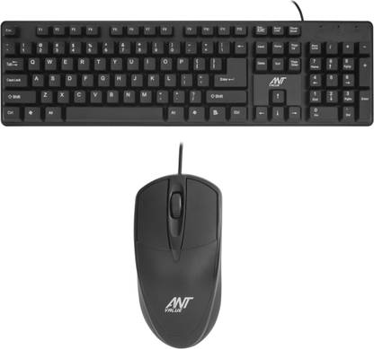 Ant Value FKBRI02 / Spill-Resistant, Silent Keys, 1200 DPI Mouse &�Keyboard�Combo Wired USB Standard Desktop Keyboard Compatible with Desktop, Laptop, Mac