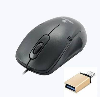 ZEBRONICS Wired Power Plus Optical Mouse, C-OTG (Set of 2) Combo Set