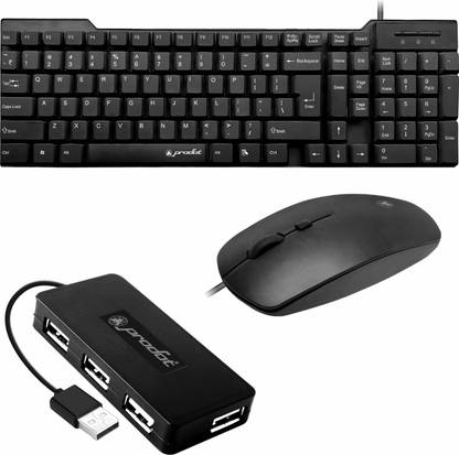 PRODOT Set of 3 High-Performance Floated Key Keyboard And Mouse Combo With USB Hub Combo Set