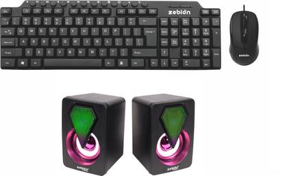 zebion Viking Wired Keyboard Mouse + Austin Wired Speaker Combo Set