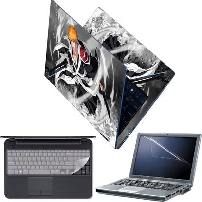 Techfit Full Body Laptop Skin with Screen Guard and Key Guard Bleach Anime Ichigo Bankai Combo Set