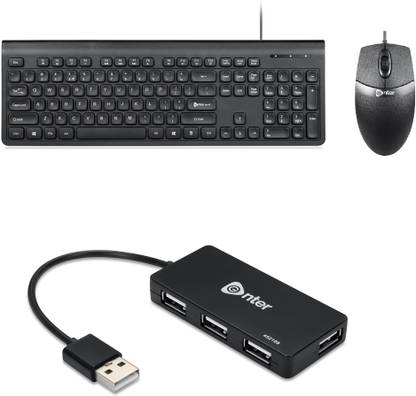 Enter Style Type Pro Wired Keyboard and Mouse + E-U4H100 USB HUB Combo Set