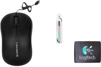 Mophonics Wired Mouse, MousePad & Cable Protector (Set of 3) Combo Set