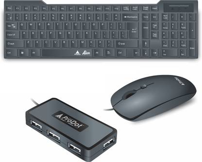 PRODOT Set of 3 High-Performance Floated Key Keyboard And Mouse Combo With USB Hub Combo Set