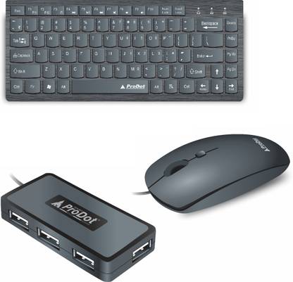 PRODOT 217 Mini Wired Keyboard And Mouse Combo With USB Hub Combo Set
