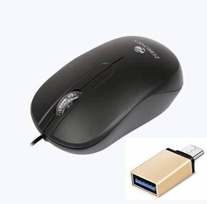 ZEBRONICS Wired Sprint Optical Mouse, C-OTG (Set of 2) Combo Set