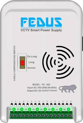 Fedus 8 Channel SMPS for CCTV, Power Supply Adapter for up to 8 CCTV Security Cameras 12 W Adapter