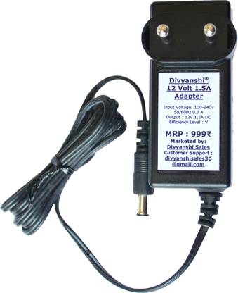 Divyanshi 12 Volt 1.5Amp Adaptor for Set top Box/DTH, CCTV Camera,WiFi Router Etc 18 W Adapter