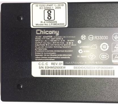 SOLUTIONS-365 COMPATIBLE MSI 20V 7.5A 150W 4.5*3.0 PIN CHARGER FOR MSI CREATOR M16 A11UD 150 W Adapter