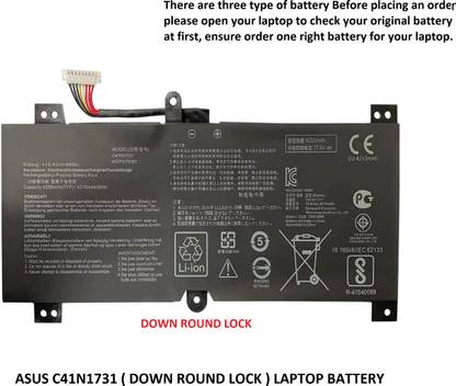ROTECH SOLUTIONS COMPATIBLE C41N1731 ( DOWN ROUND LOCK ) LAPTOP BATTERY FOR ASUS ROG Strix SCAR II GL704GM-DH74, ROG Strix SCAR II GL704GW-DS74, ROG Strix Scar II GL704GW-EV048T, ROG STRIX SCAR II G515GW 3 Cell Laptop Battery